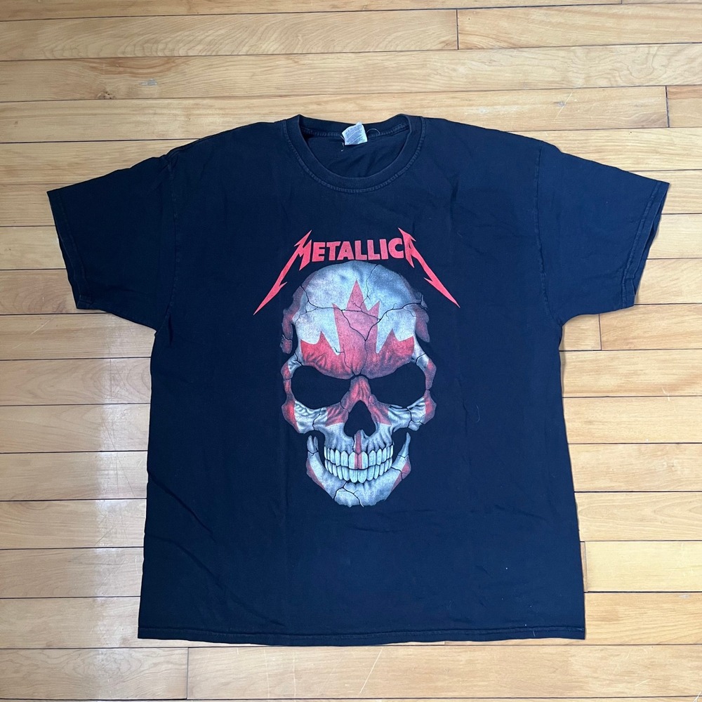 Metallica Canada Skull Graphic T-Shirt Black XL Fruit of the Loom Heavy Cotton